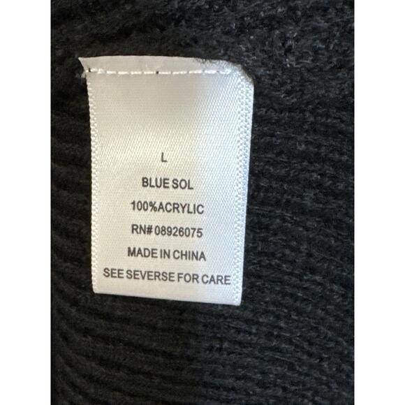 Blue Sol Large Black Sweater Cape Pocho With Gold Accent Buttons - Picture 5 of 6